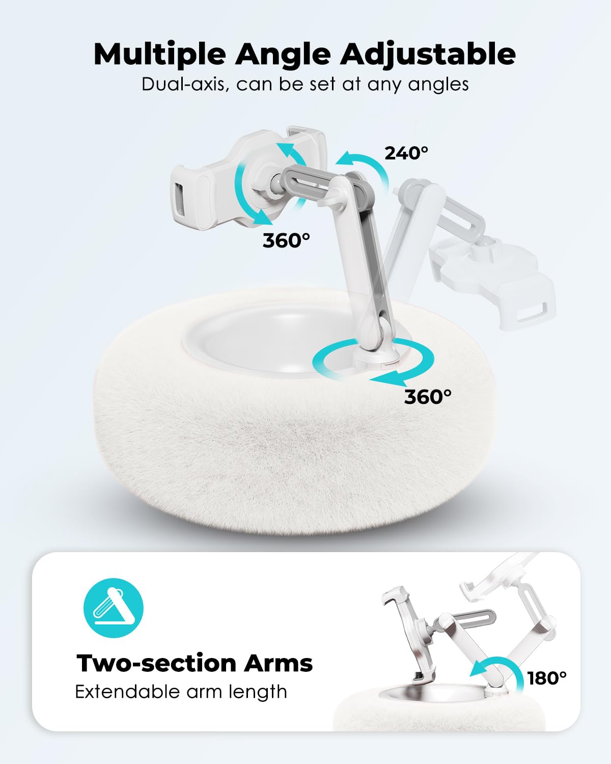 Viozon Tablet Stand Pillow, Compatible With 4.7'' 13'' Phone/Tablet, Ipad, Iphone, Samsung, Google, Kindle, 360Adjustable Phone