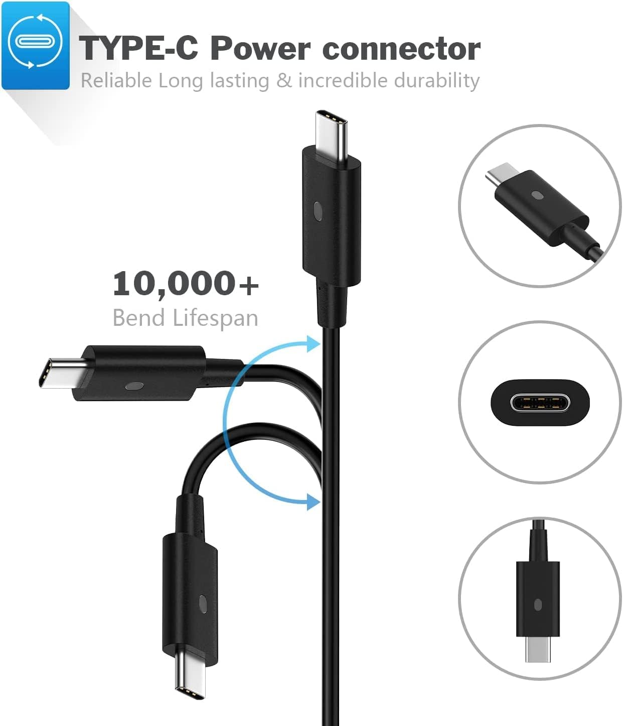 45W Type Usb C Laptop Charger For Lenovo Chromebook C330 S330 C340 S340 100E 300E 500E Series, Thinkpad T480 T480S T580 T580S E480 E580 Gx20M33579 4X20E75131Adapter Power Supply Cord