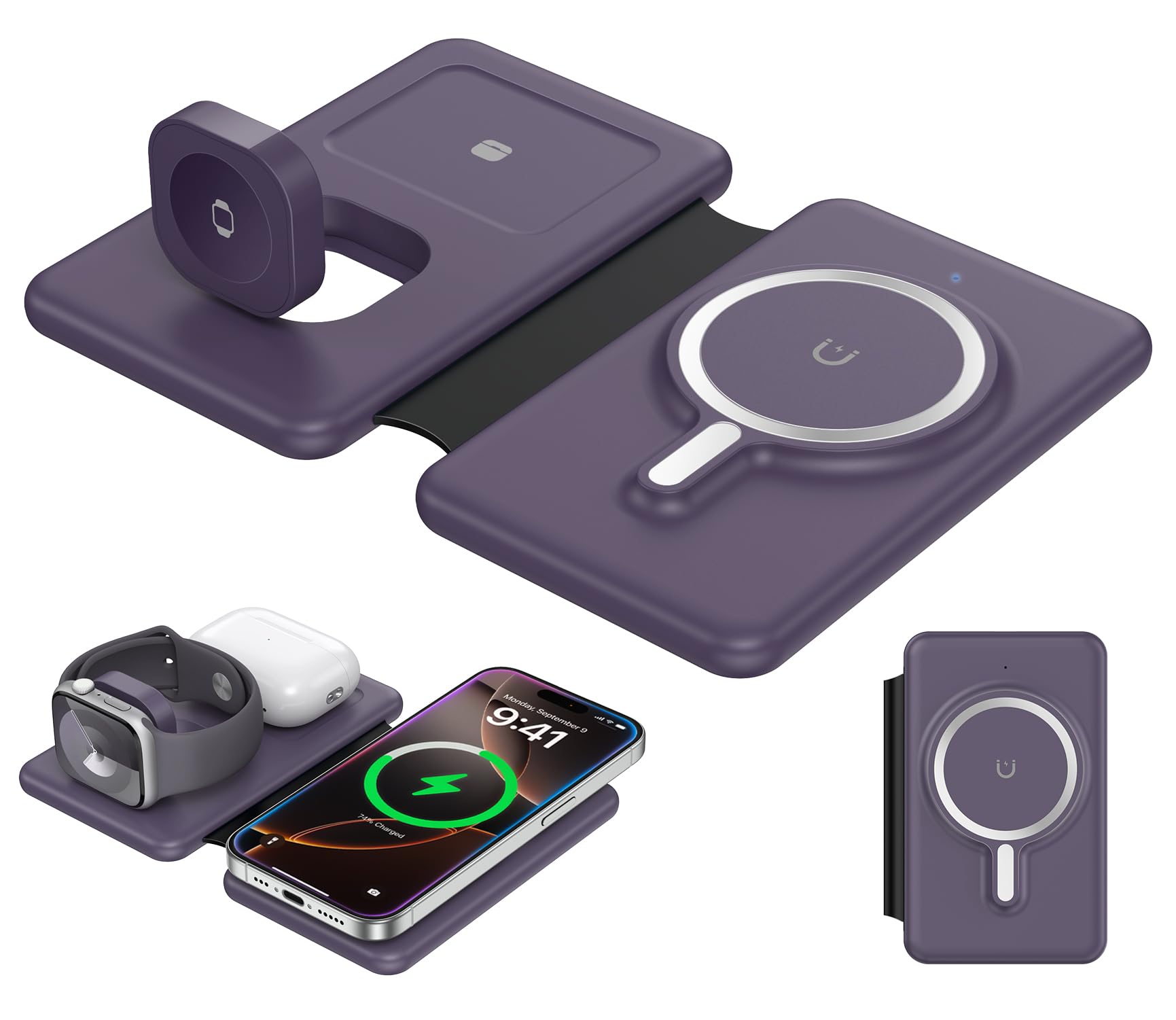Wireless Charger For Iphone 16 3 In 1 Charging Station For Apple Devices, Travel Magnetic Charger Pad For Iphone 15 14 13 12 Pro