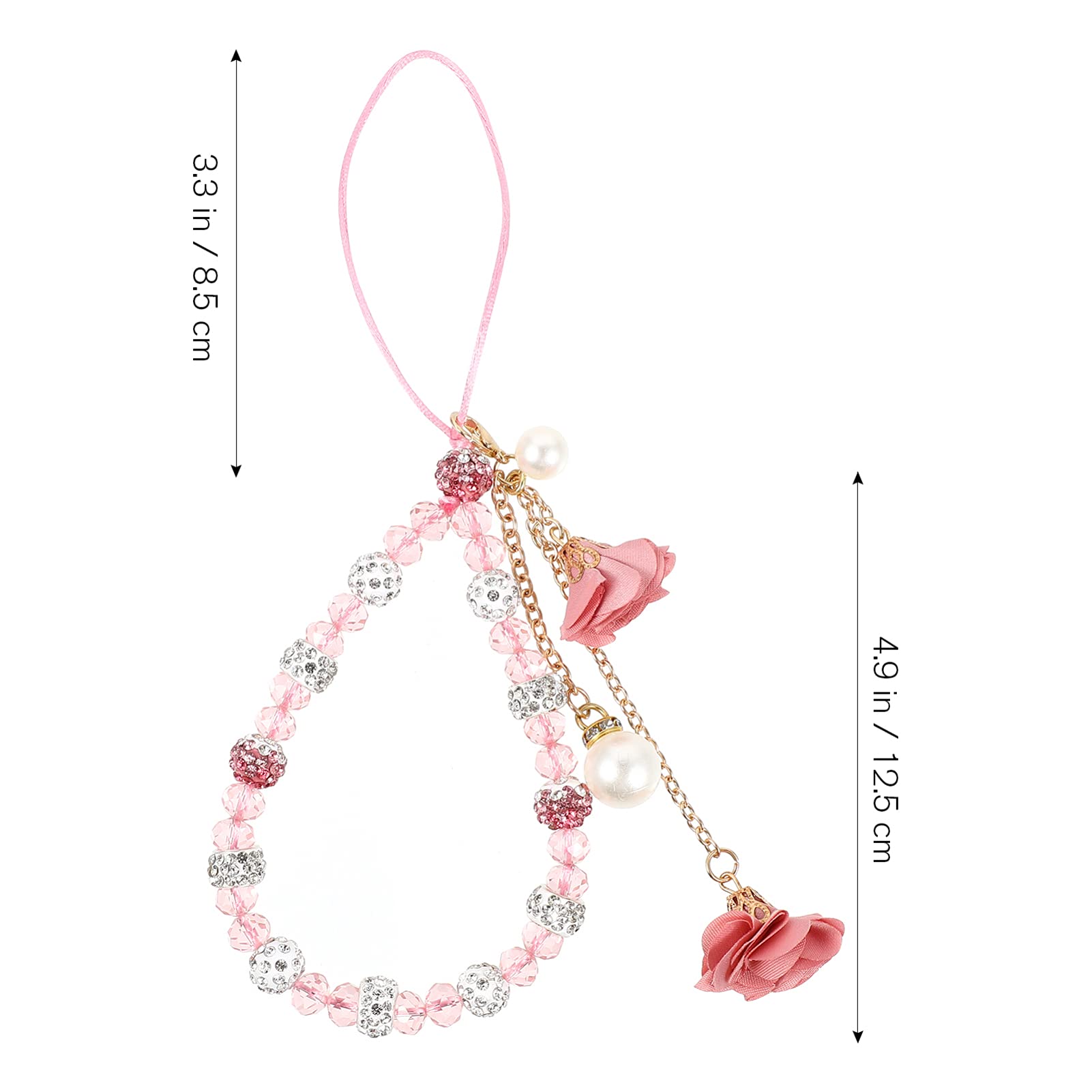 Hemobllo Cell Phone Straps Creative Crystal Flower Pendant Phone Charm Non Slip Phone Lanyard Wrist Strap For Decoration