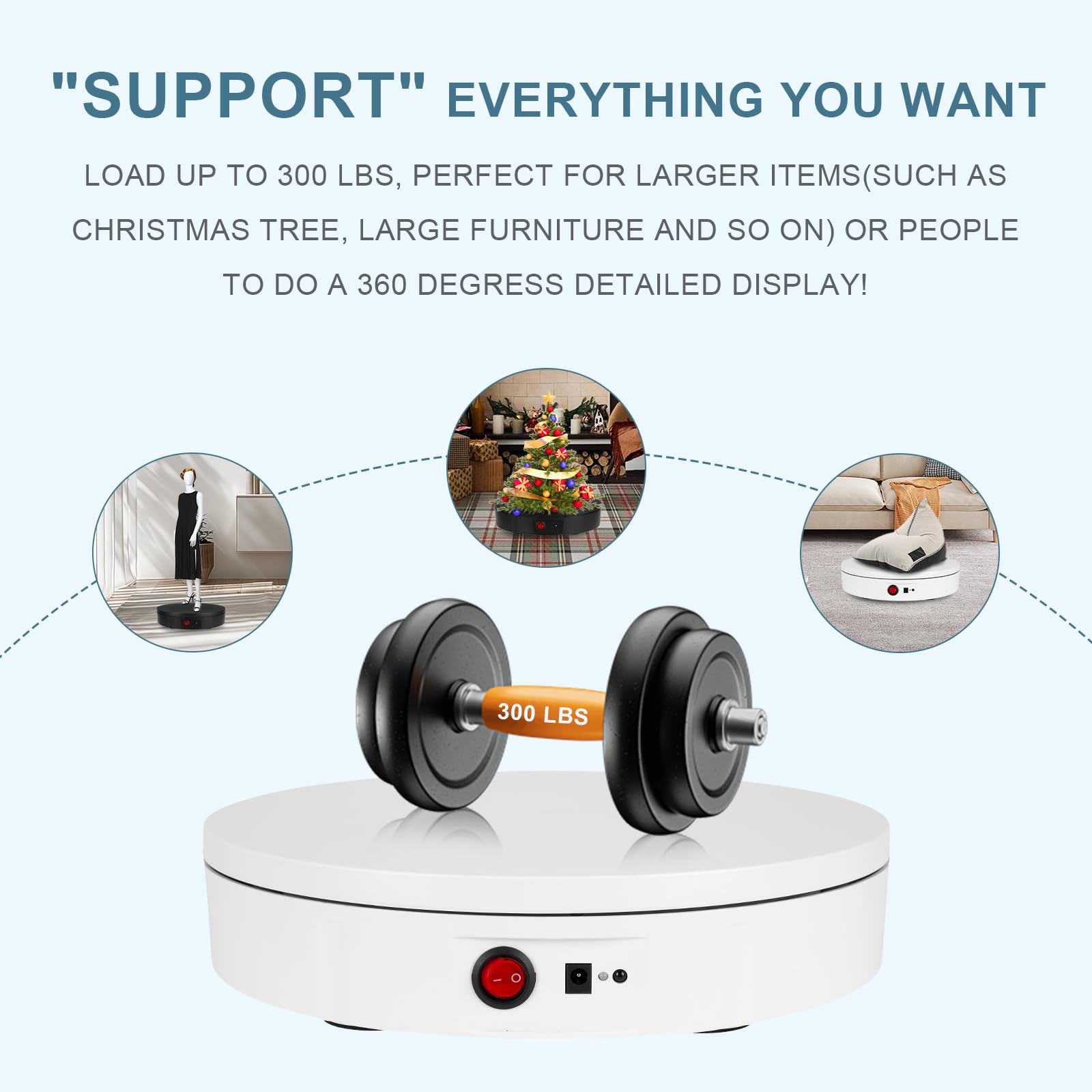 Motorized Rotating Display Stand, Rechargeable 360 Degree Electric Rotating Turntable For Photography Products Display, Live Vid