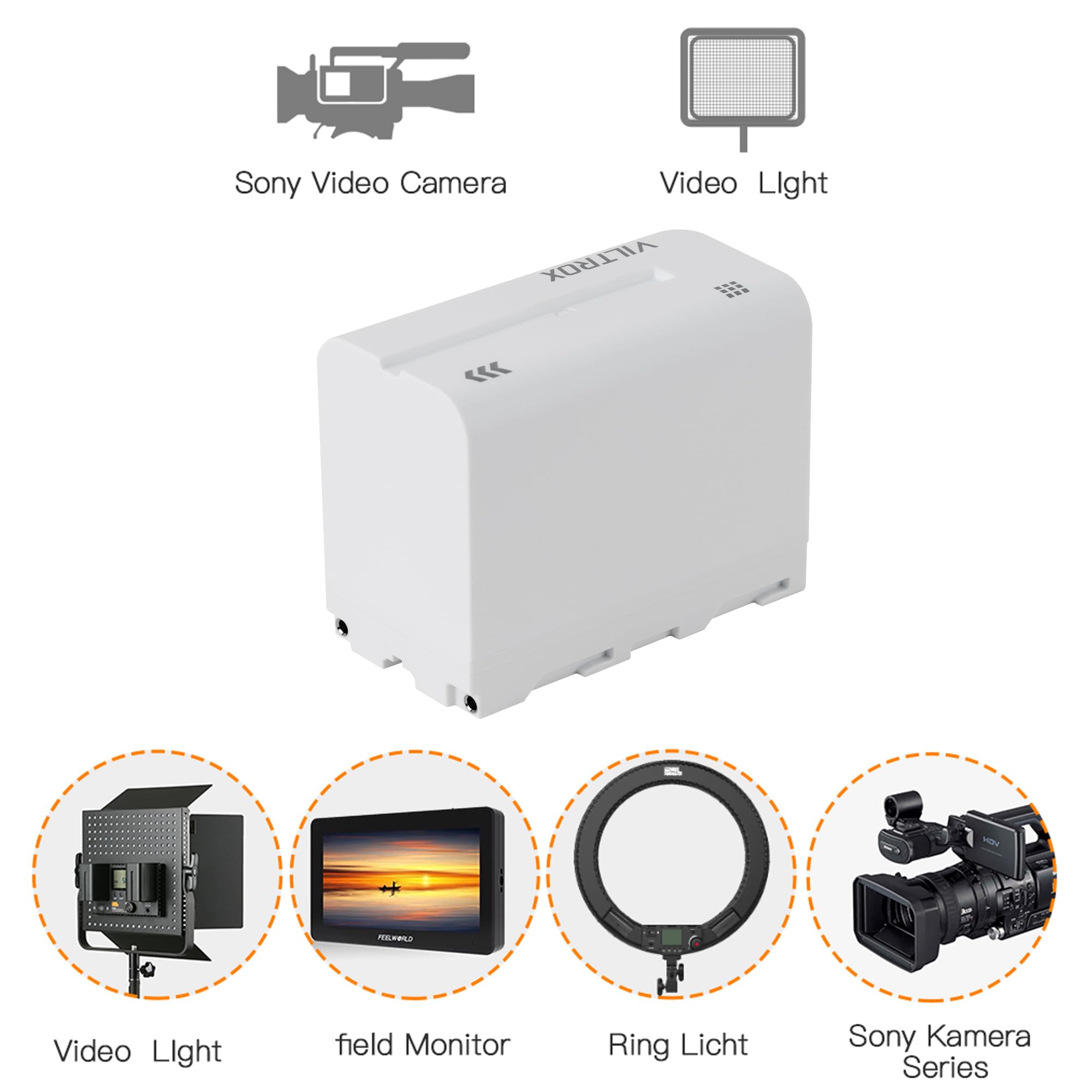 Viltrox Np F970 Battery 7.4V 6600Mah 48.84Wh, Np F970 Battery For Sony Camcorder For Ring Light And Video Light