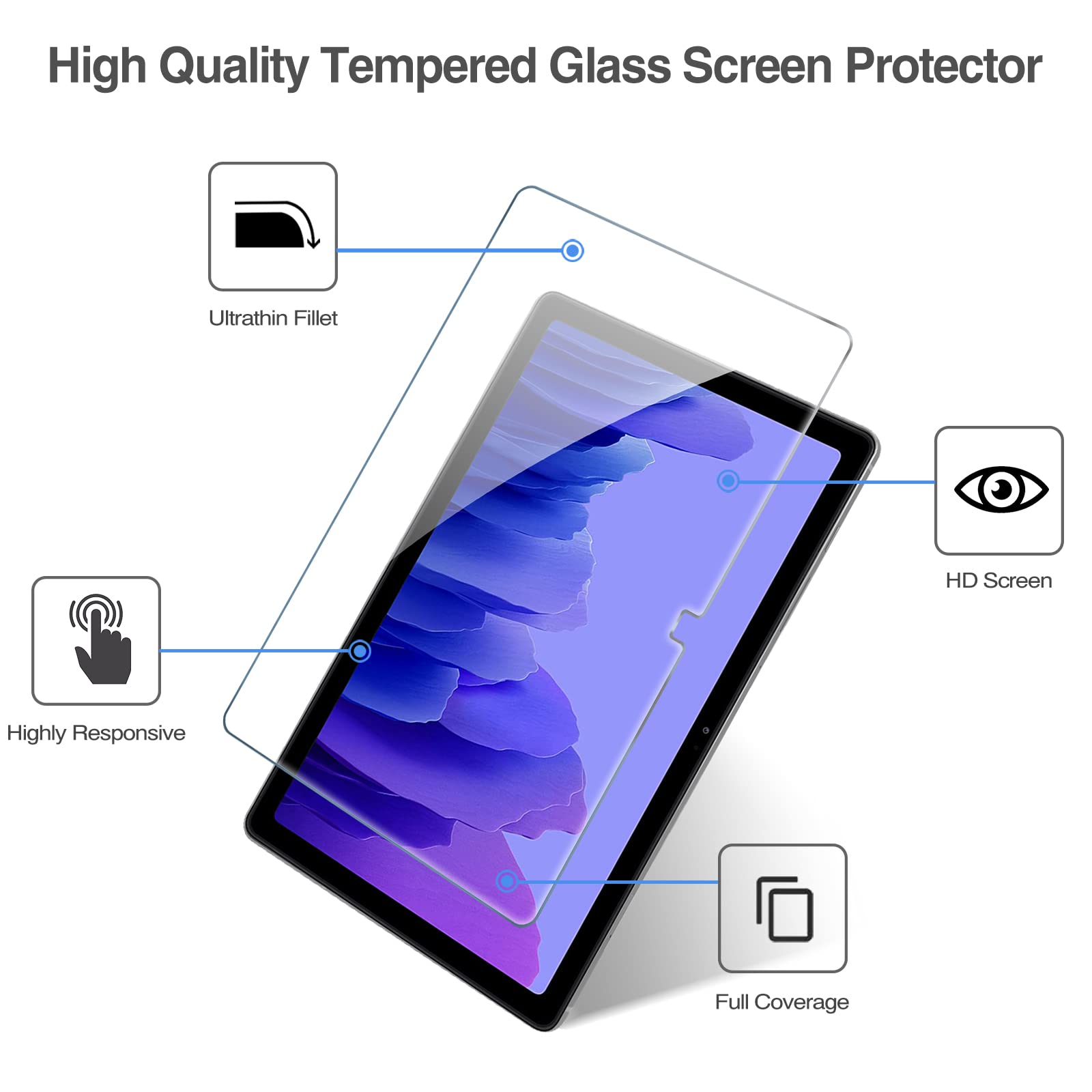 Procase 2 Pack Galaxy Tab A7 10.4 2020 Screen Protector T500 T503 T505 T507, Tempered Glass Screen Film Guard For 10.4 Inch Galaxy Tab A7 2020 Tablet Sm T500 Sm T503 Sm T505 Sm T507