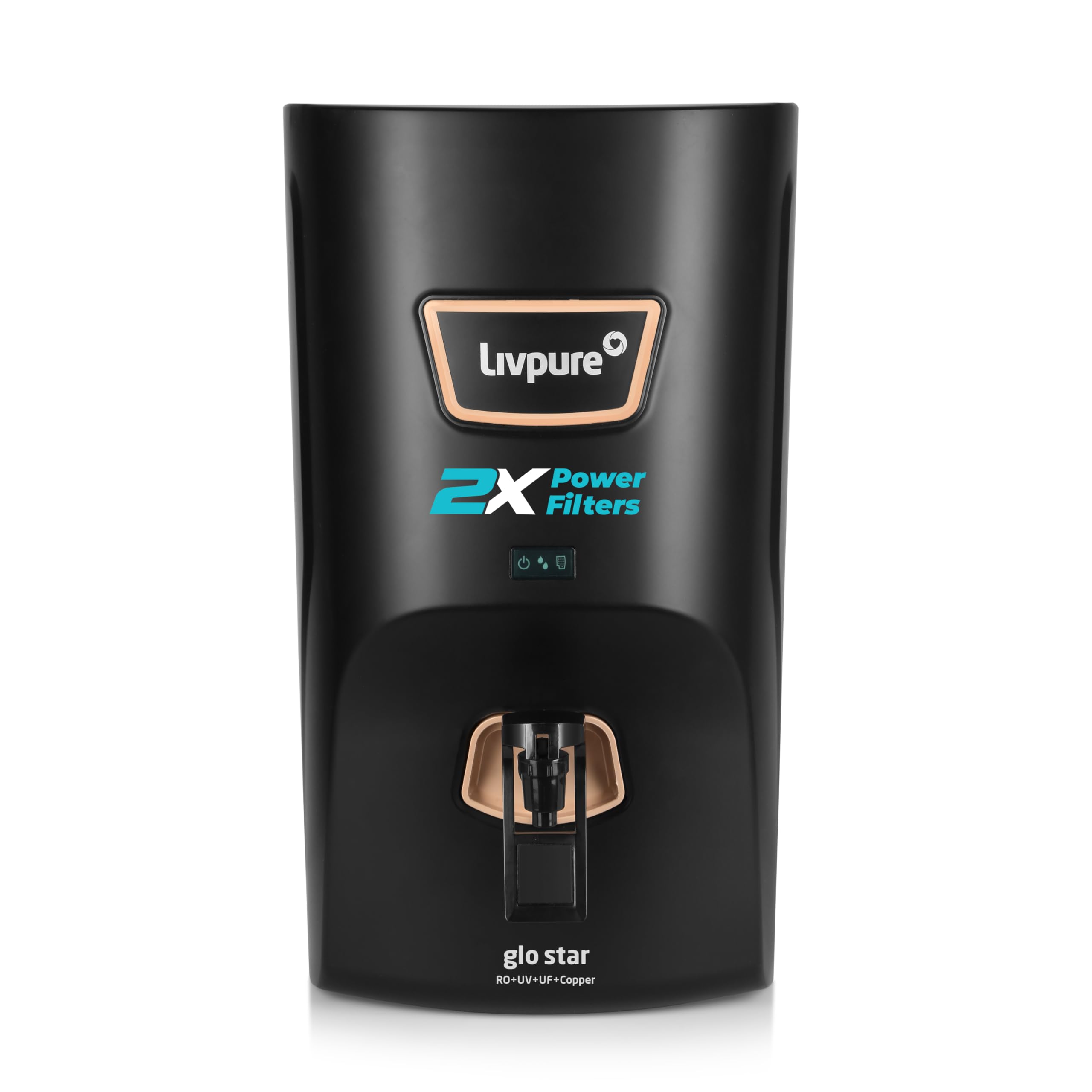 Livpure Glo Star Copper Water Purifier | Ro+Uv+Uf+Copper+Mineraliser | 2X Power Filter | No Filter Cost For 2 Years* | Save Upto