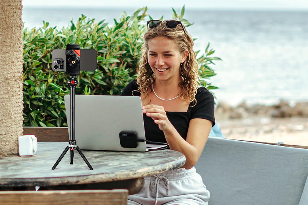 Etour Adjustable Webcam Desk Mount Stand | Desktop Tripod | Foldable And Collapsible Stand For Lights & Webcams And Phone | Comp