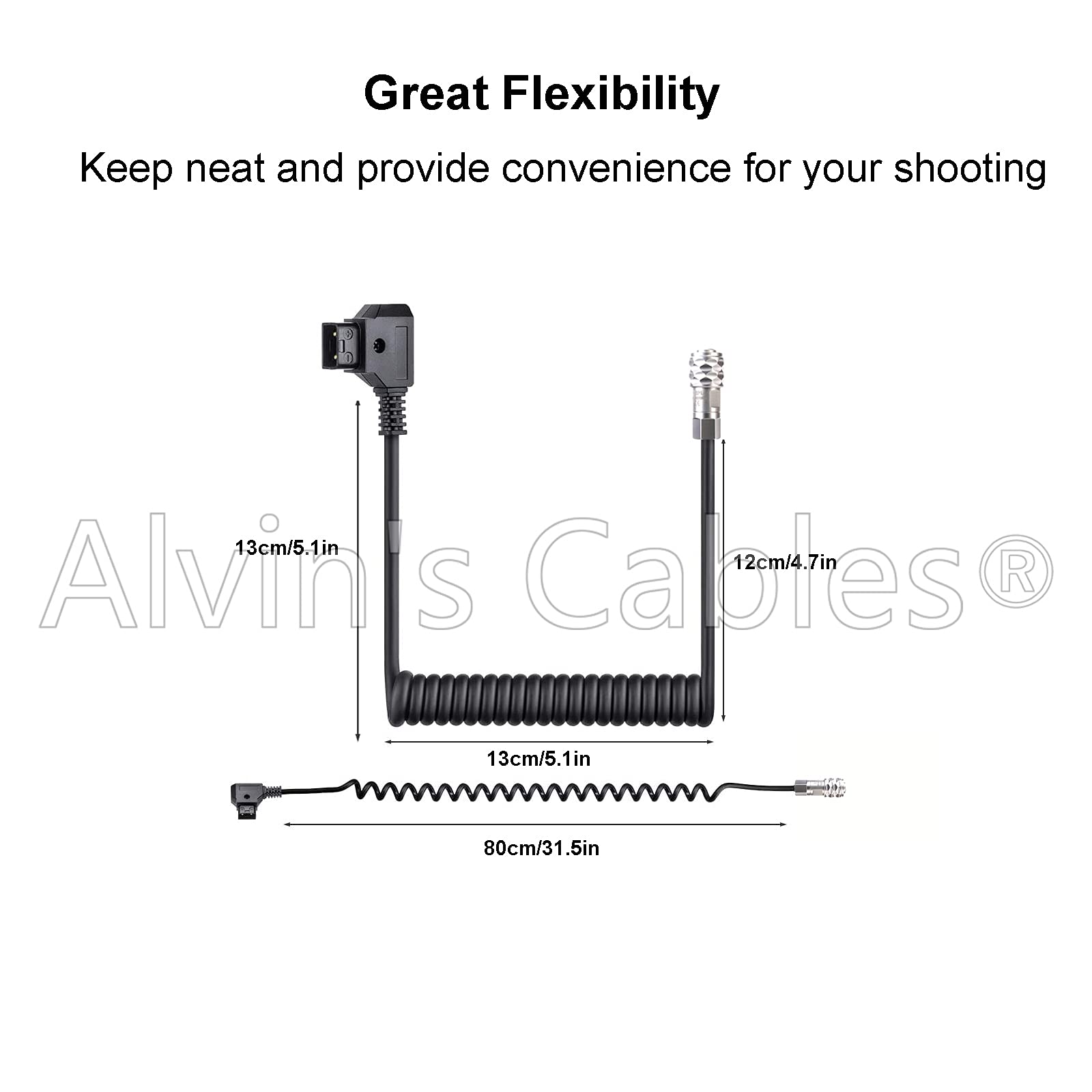 Alvin'S Cables Bmpcc 4K 6K To D Tap Power Cable For Blackmagic Pocket Cinema Camera 4K| 6K| Pro Weipu 2 Pin Female To P Tap Coil