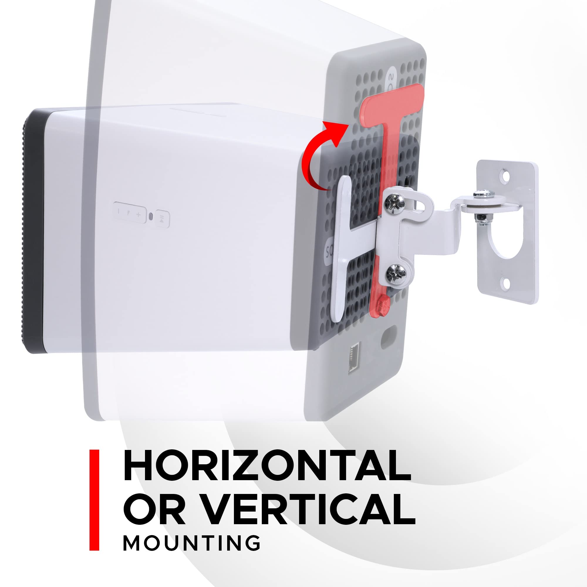 Play 3 Wall Mount White Pair Compatible With Sonos Play:3 Only, Twin Pack, Adjustable Swivel & Tilt Mechanism, 2 Mounting Bracke