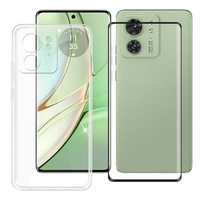 Ikiiqii Cover For Motorola Edge 40 (6.55'') Phone Case + Screen Protector, Clear Silicone Case, Shockproof Slim Non Slip Protect