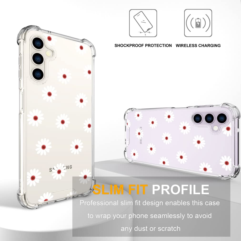 Endiy Samsung Galaxy S23 Case Flower Floral For Women Girls Girly Cute Designer Phone Case Clear With Design, Compatible With Sa