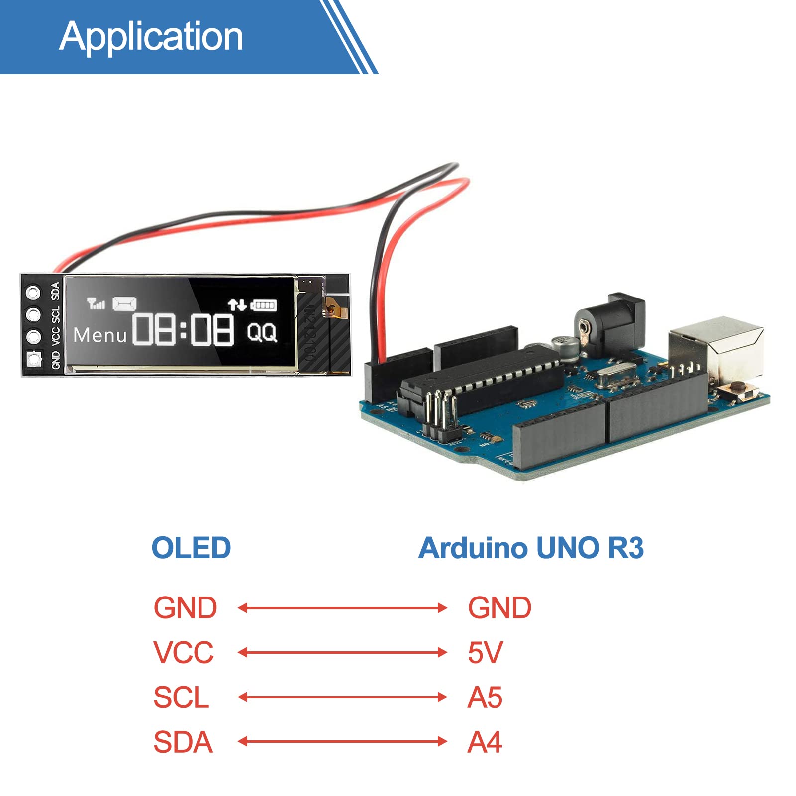 Makerfocus 2Pcs I2C Oled Display Module 0.91 Inch I2C Ssd1306 Oled Display Module White I2C Oled Screen Driver Dc 3.3V~5V For Ar