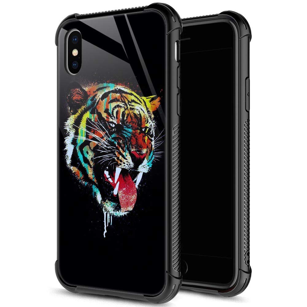 Zhegailian Case Compatible With Iphone Xs Max,Colorful Tiger Case For Iphone Xs Max For Boys Men,Pattern Design Anti Scratch Org