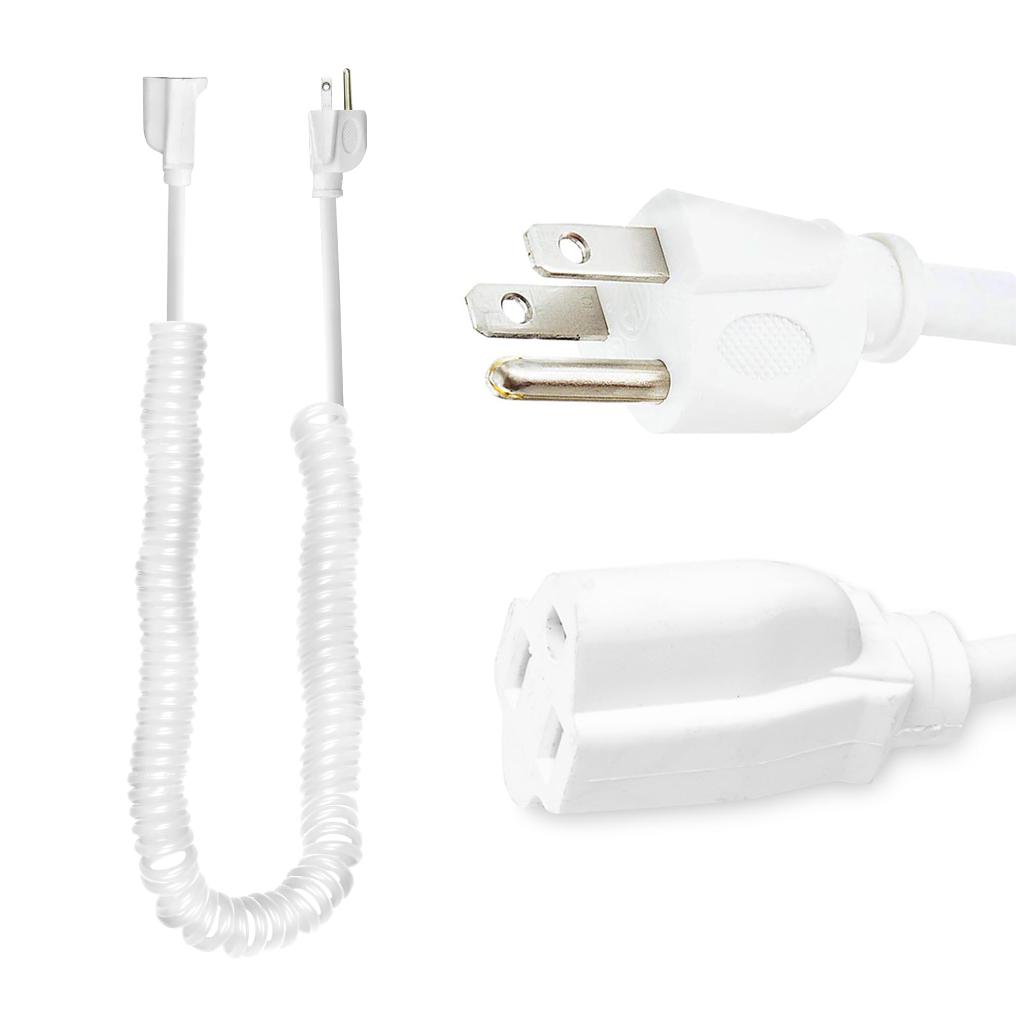 Iron Forge Cable Sjeow White Outdoor Coiled Extension Cord 10 Ft,13 Amp Oil Resistant & Flame Retardant 3 Prong Coiled Electrica