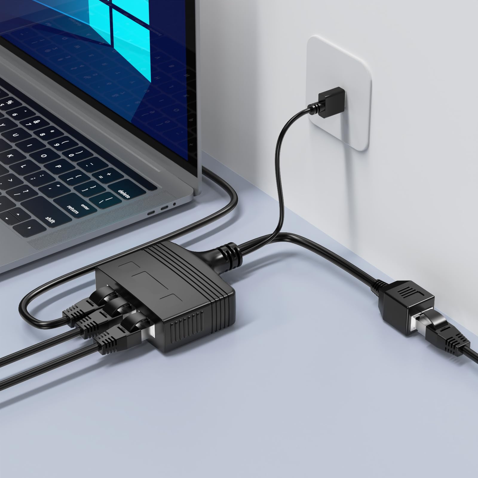 Riieyoca 1 To 3 Port 1000 Mbps Rj45 Ethernet Splitter Adapter,8 Core Gigabit High Speed Lan Network Splitter For Cat5, Cat5E, Ca