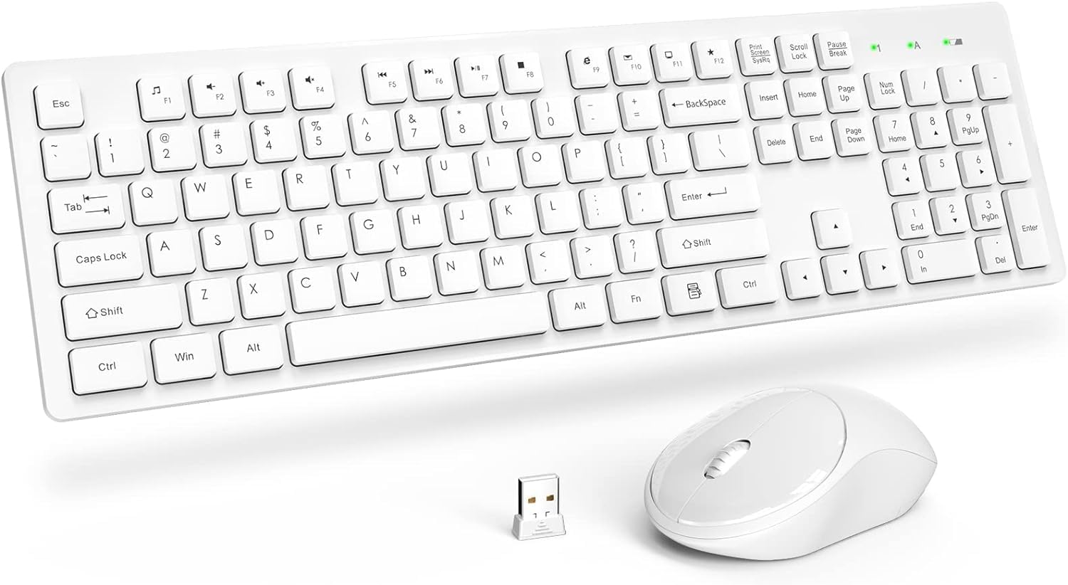 Wireless Keyboard And Mouse, Trueque Silent 2.4Ghz Cordless Full Size Usb Mouse Combo, Long Battery Life, Lag Free For Computer, Laptop, Pc, Windows, Mac, Chrome Os (White)