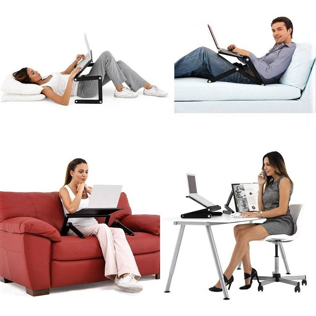 Zippace Adjustable Laptop Computer Lap Desk Portable Multifunctional Cooling Ergonomic Vented Table Tv Bed Tray Stand Mount Hold
