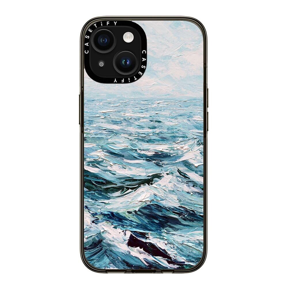 Casetify Compact Case For Iphone 15 [2X Military Grade Drop Tested / 4Ft Drop Protection]   Deep Blue Sea   Clear Black