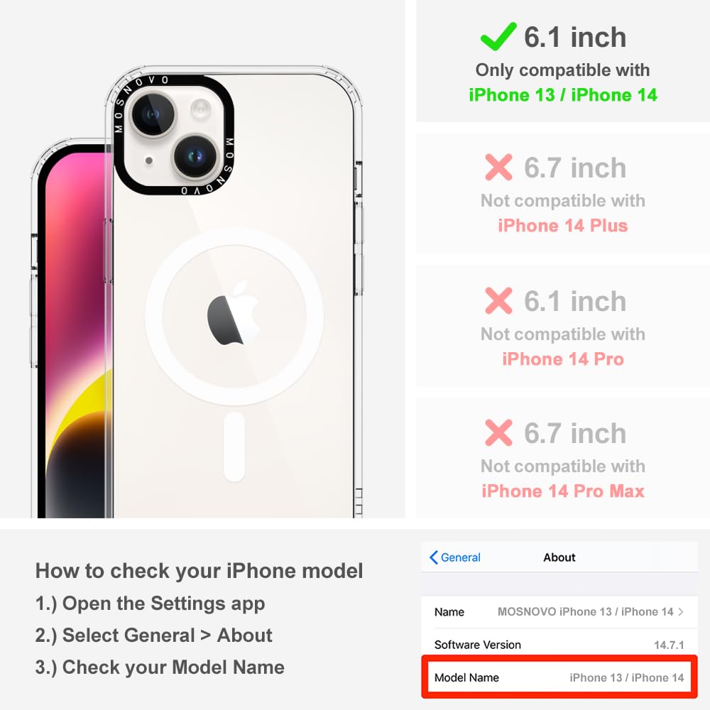 Mosnovo Case For Iphone 14 / Iphone 13, [Compatible With Magsafe] [Buffertech 6.6Ft Military Grade Drop Protection] [Anti Peel O