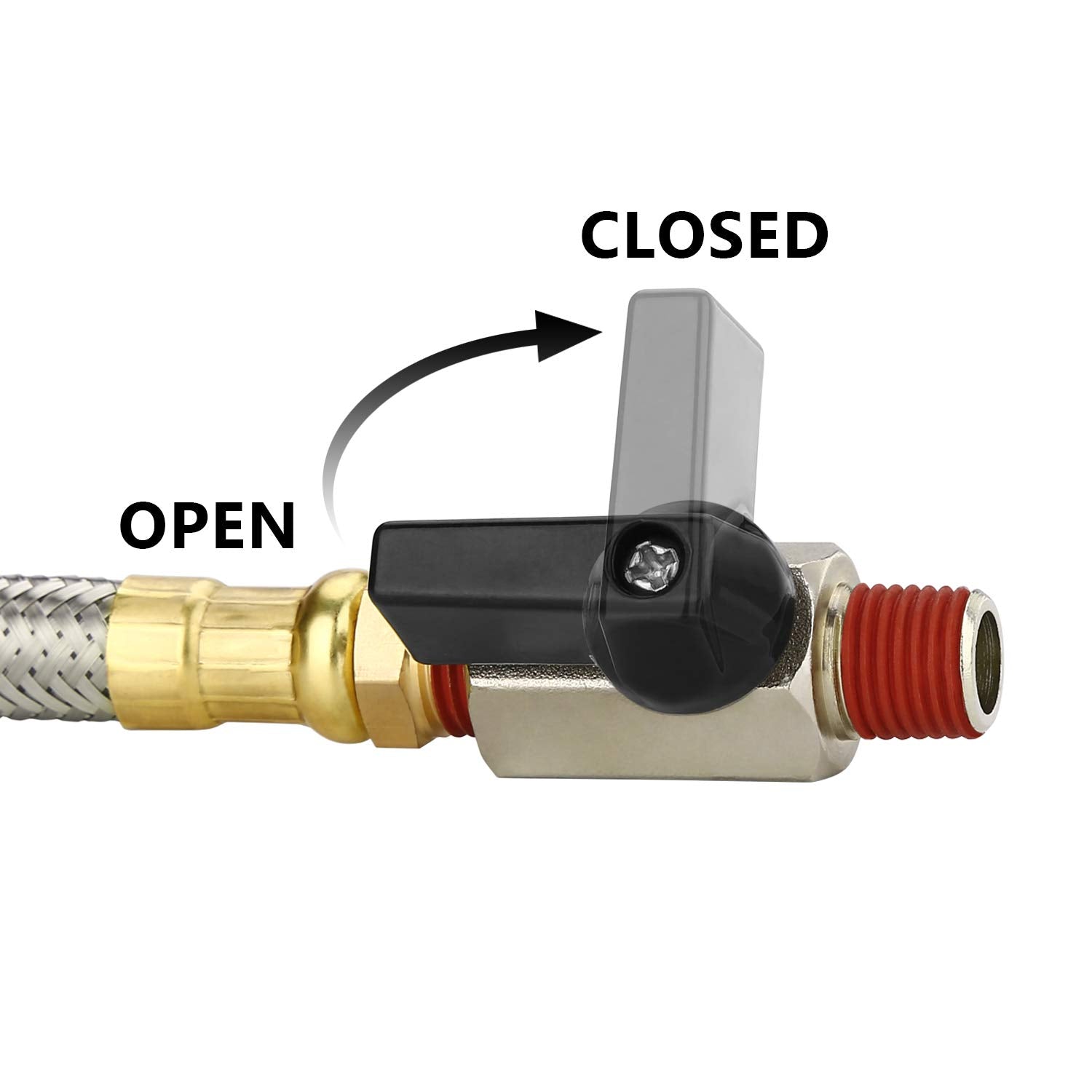 Hk Extended Tank Drain Assembly Kit With 10 Inch Braided Steel Hose 1/4 Inch Drain Valve And Elbow Fitting For Air Compressor
