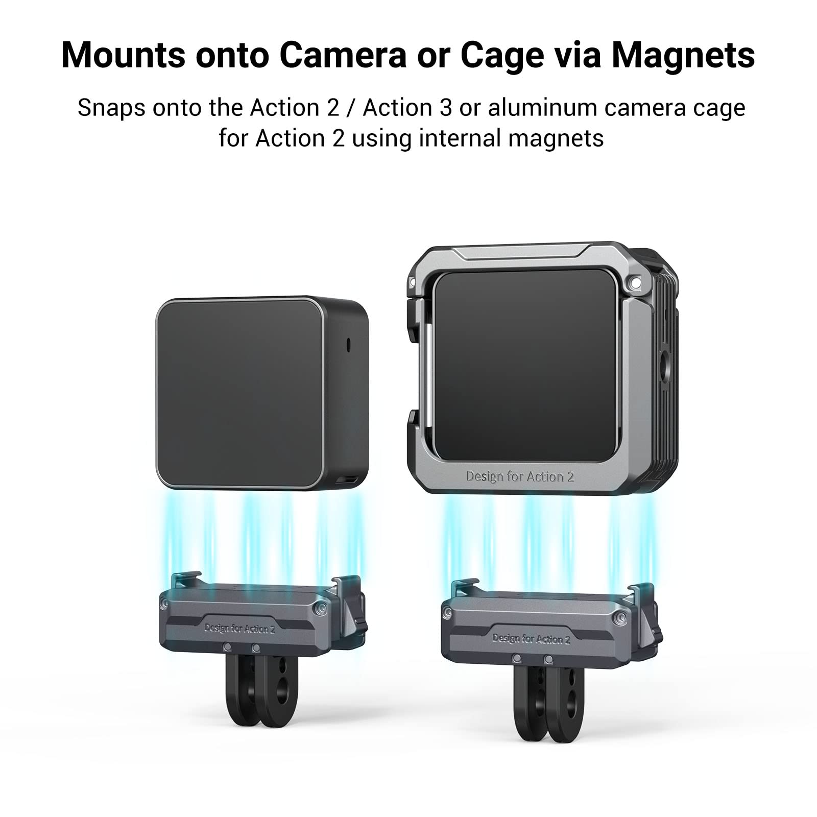 Smallrig Magnetic Adapter Mount For Dji Action 4 / Action 3 / Action 2, With Adapter Connection And 1/4    Thread For Osmo Actio
