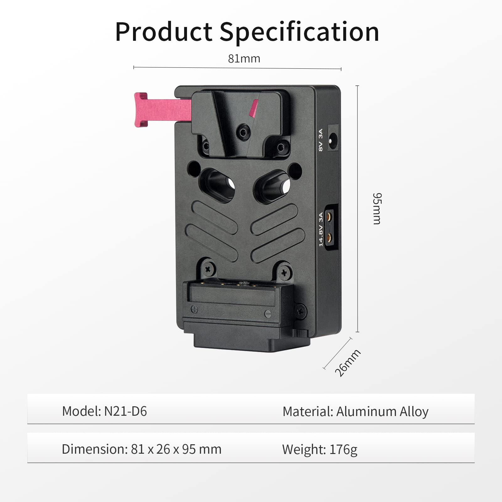 Nitze V Mount Battery Plate With 8V/3A Dc, 14.8V/3A D Tap And Pd 3.0 Usb C Output Ports Mini V Mount Plate   N21 D6