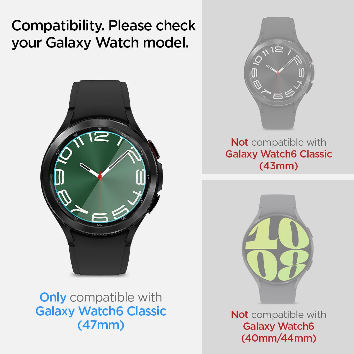 Spigen Tempered Glass Screen Protector Glastr Ez Fit] Designed For Galaxy Watch 6 Classic (47Mm)   2 Pack