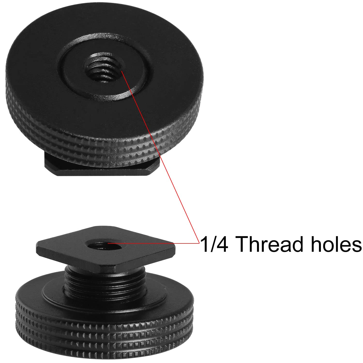 1/4' Female Thread To Hot Shoe Adapter Luorng 2Pcs Hot Shoe Mount Adapter With 1/4 To 1/4 Inch Male Screw For Magic Arm, Video Light,Monitor