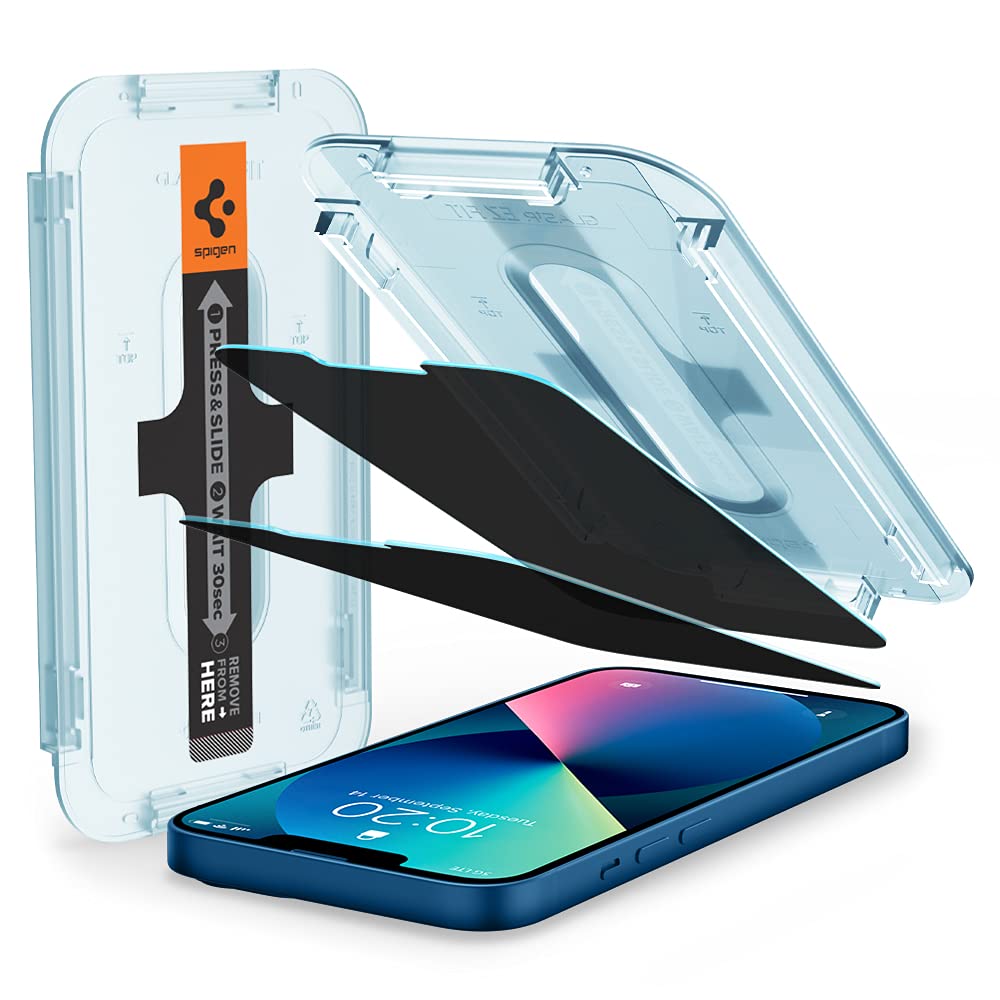Spigen Tempered Glass Screen Protector Glastr Ez Fit   Privacy] Designed For Iphone 13 Mini   2 Pack