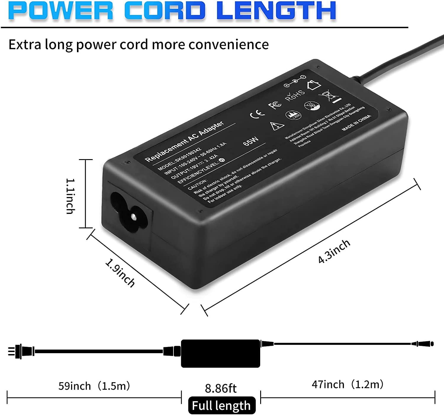 Easy Style 65W 19V 2.37A Ac Adapter Replacement For Acer Chromebook R11 11 13 14 15 Charger C720 C738T Cb3 Cb3-532 Cb3-111 Cb3-1