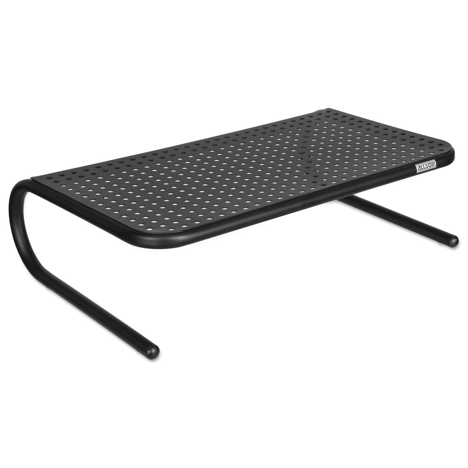 Allsop Large Metal Art Monitor Stand, 18 Inch Wide Platform Holds 50 Lbs With Keyboard Storage Space   Black (30336)