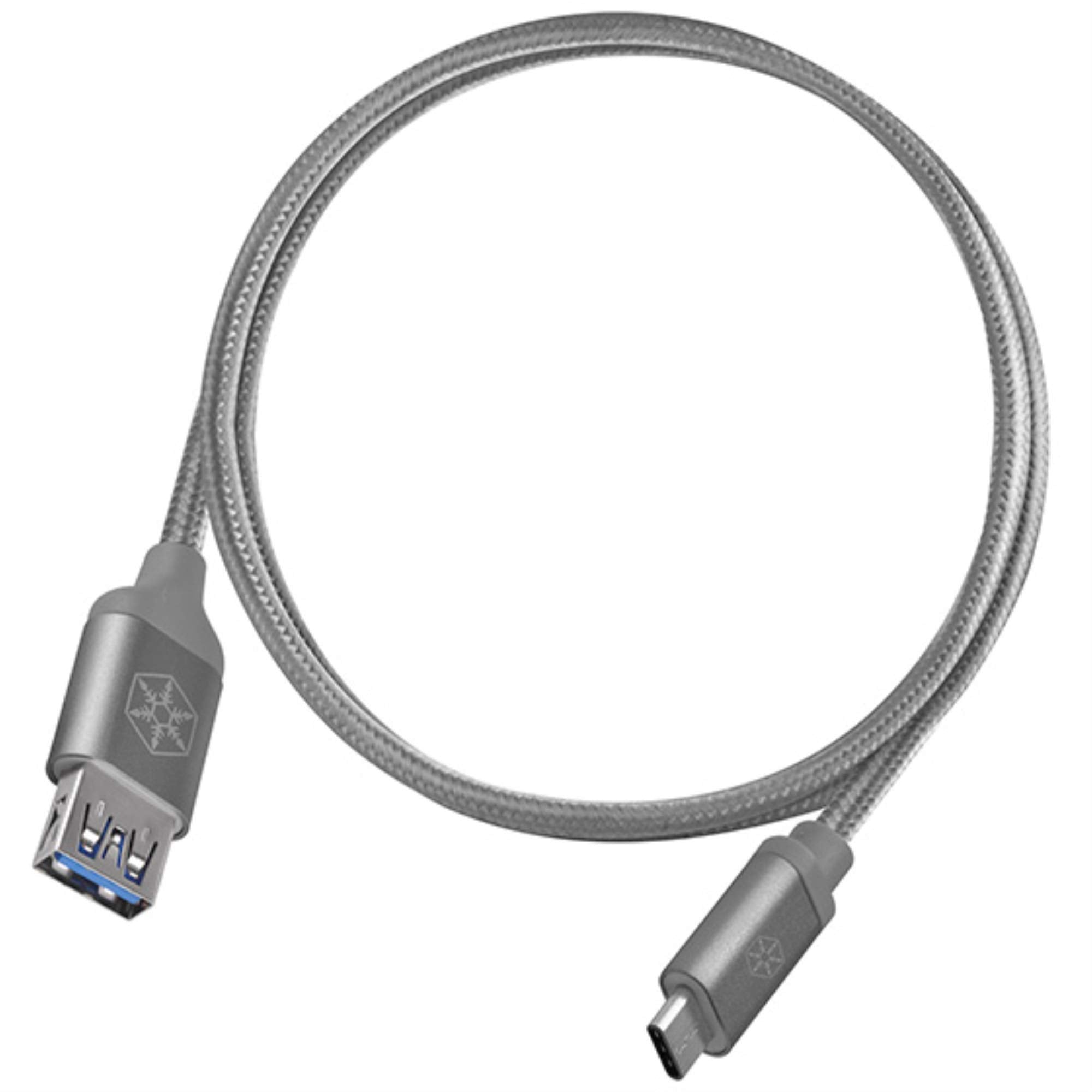 SilverStone Technologies CPU05C-500 0.5 m Reversible USB-C to USB Type-A Female Cable  Charcoal