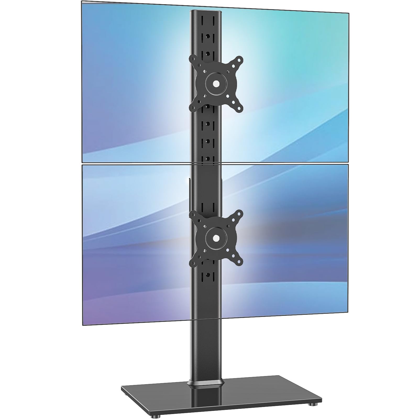 Dual Monitor Stand   Vertical Stack Screen Free Standing Desk Mount Arm Riser Fits Two 13 To 34 Inch Computer Monitors With Swiv