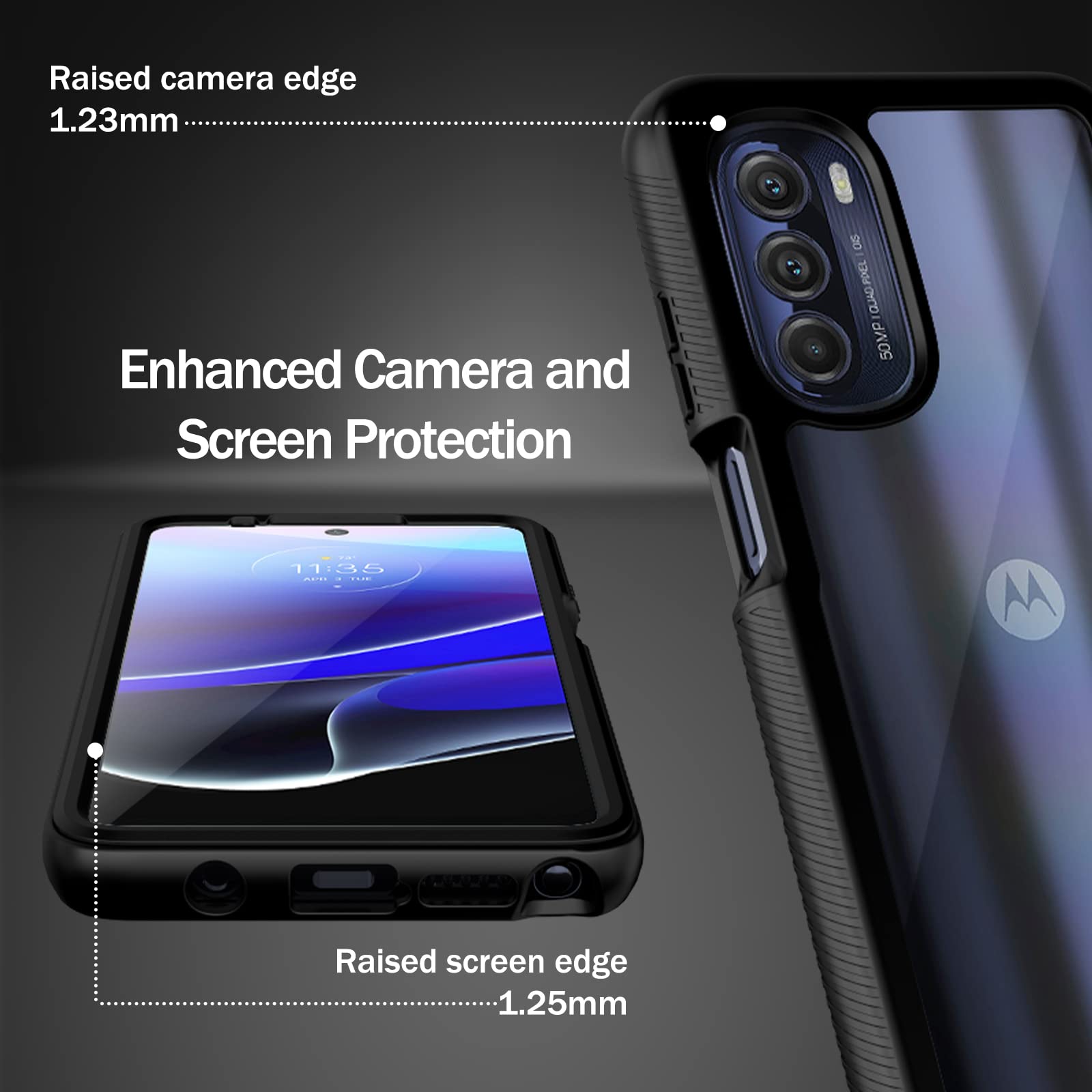 Wahhle Compatible With Moto G Stylus 5G 2022 Case (Not Fit 2021 Version), Built In Screen Protector Full Body Shockproof Slim Fi