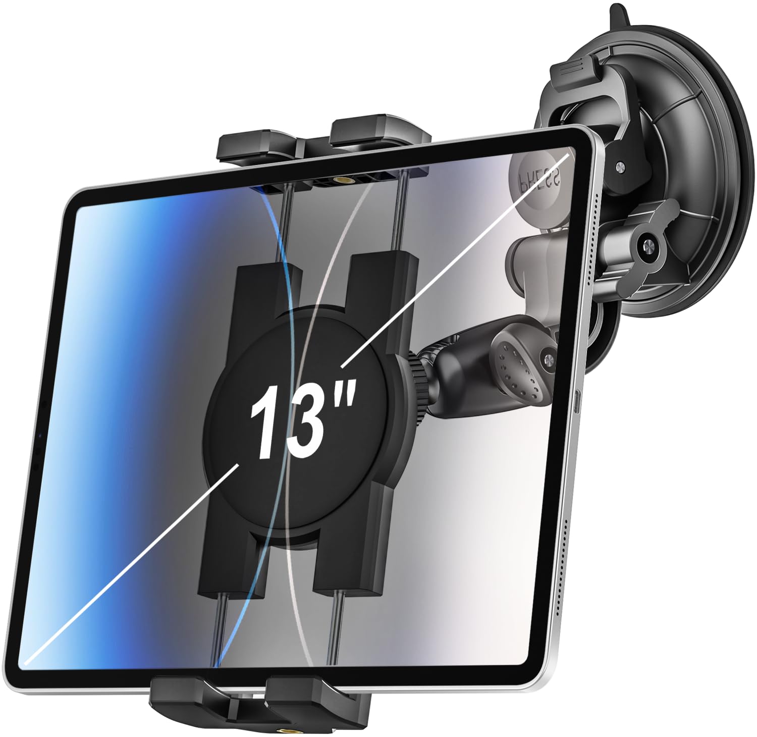 Woleyi Car Tablet Holder Windshield   [95Mm Strongest Suction Cup] Window Dashboard Car Tablet Mount For Trucks/Vehicles With 1/