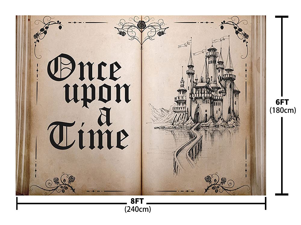 Ablin 8X6Ft Fairy Tale Books Backdrop Old Opening Book Once Upon A Time Ancient Castle Princess Romantic Story Photo Background