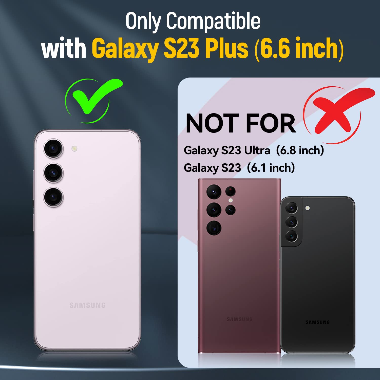 SEFING Samsung Galaxy S23 Plus Phone Case Slide Camera Cover 360° Kickstand Magnetic Car Mount Military Grade TPU Black