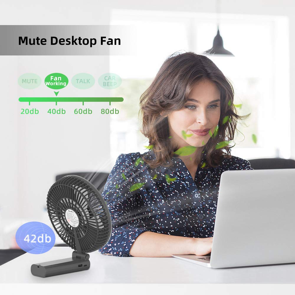 Handfan 6 Inch Handheld Fan 4000Mah Battery Operated Fan 6 Settings Personal Desktop Fan With 5 34H Working Time Removable Base