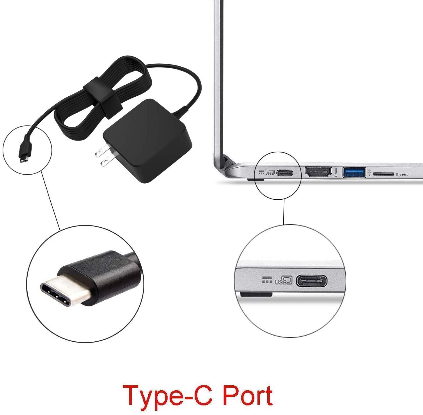 45W Usb C Charger For Samsung Chromebook 4, 4+, Xe310Xba, Xe350Xba, Type C Laptop, (Ul Safety Certified)