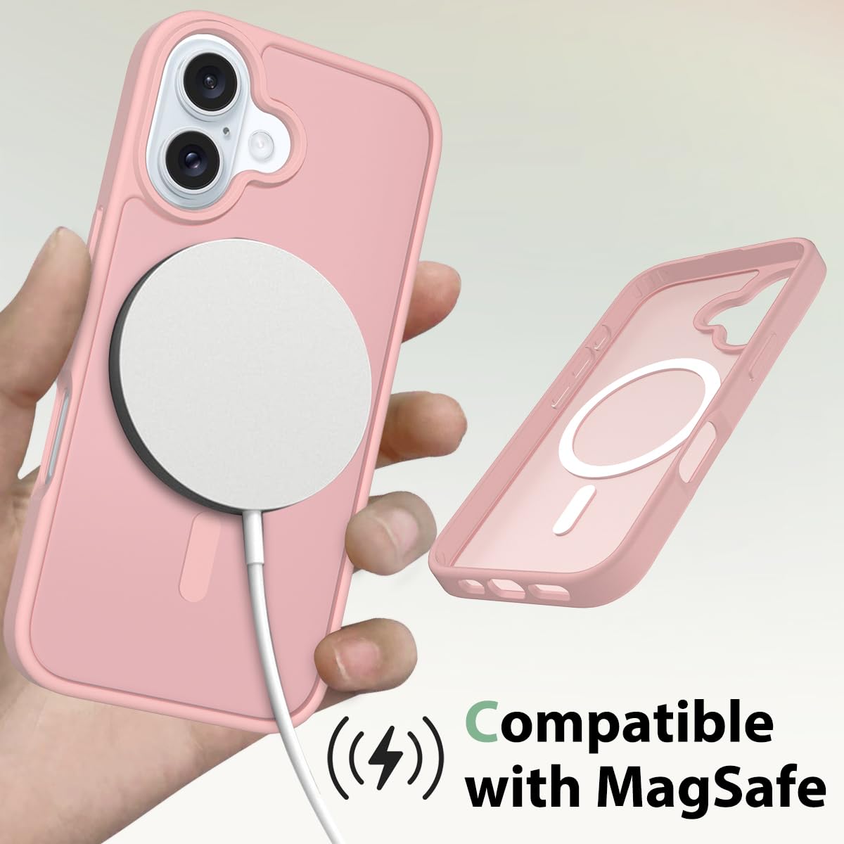 Pinlisheng Magnetic For Iphone Case,Compatible With Magsafe,Military Grade Drop Tested, Shockproof Matte Translucent Hard Back S