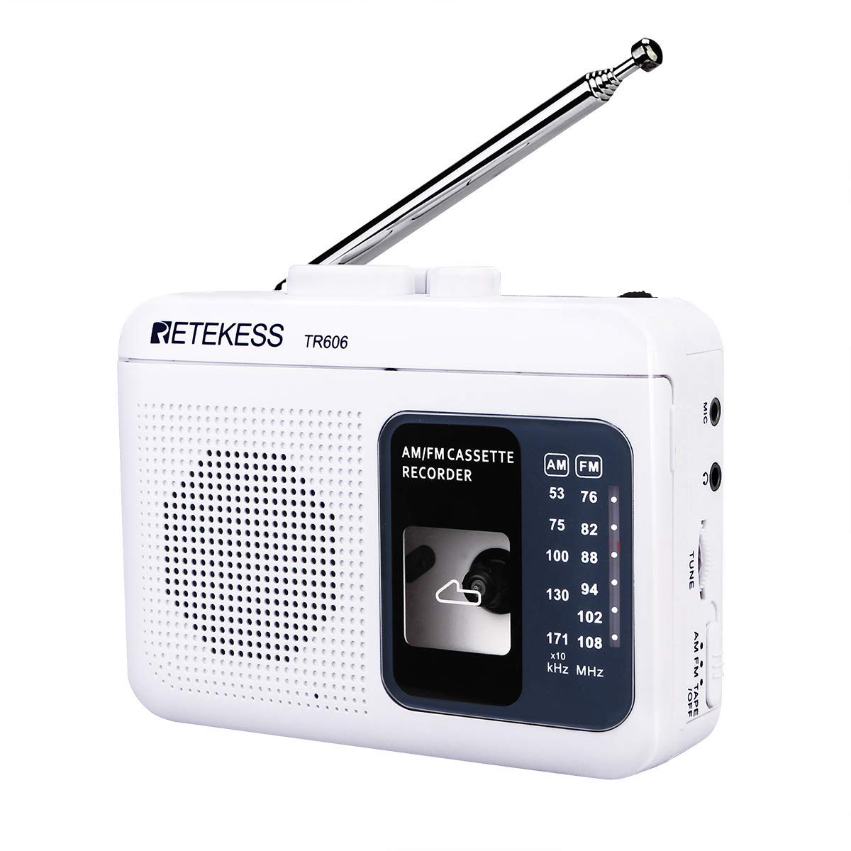 Retekess TR606 Cassette Tape Player, Cassette Player Recorder, Built-in Speaker, AUX/Microphone Jack, Support AUX Line in Record