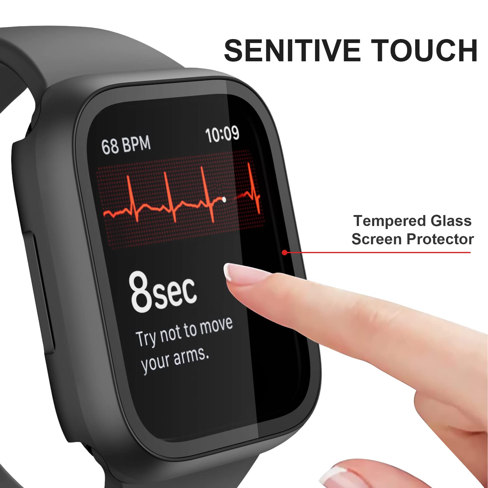 Cuteey 12 Pack Case For Apple Watch Series 9 8 7 45Mm Tempered Glass Screen Protector, All Round Full Hard Pc Protective Cover B