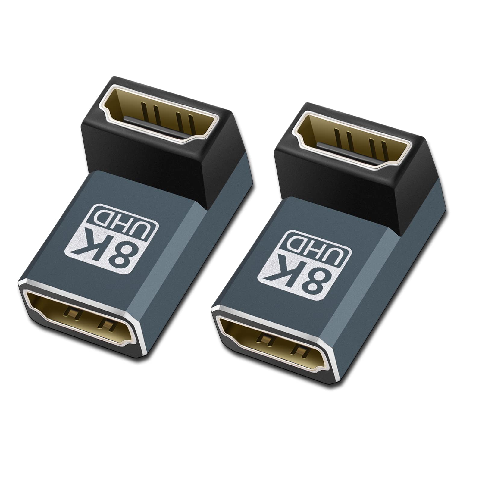 Twozoh 8K Hdmi Coupler (2 Pack), Hdmi 2.1 Female To Female Adapter Up Angle 90 Degree, Support 8K@60Hz, 4K@120Hz 1080P