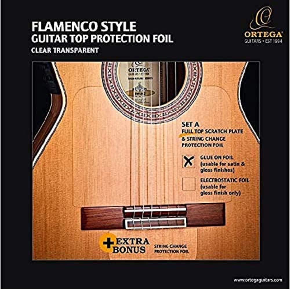 Ortega Guitars Flamenco Full Top Scratch Plate Pickguard W/String Change Foil   Permanent   Transparent, Clear (Opg Flam1)