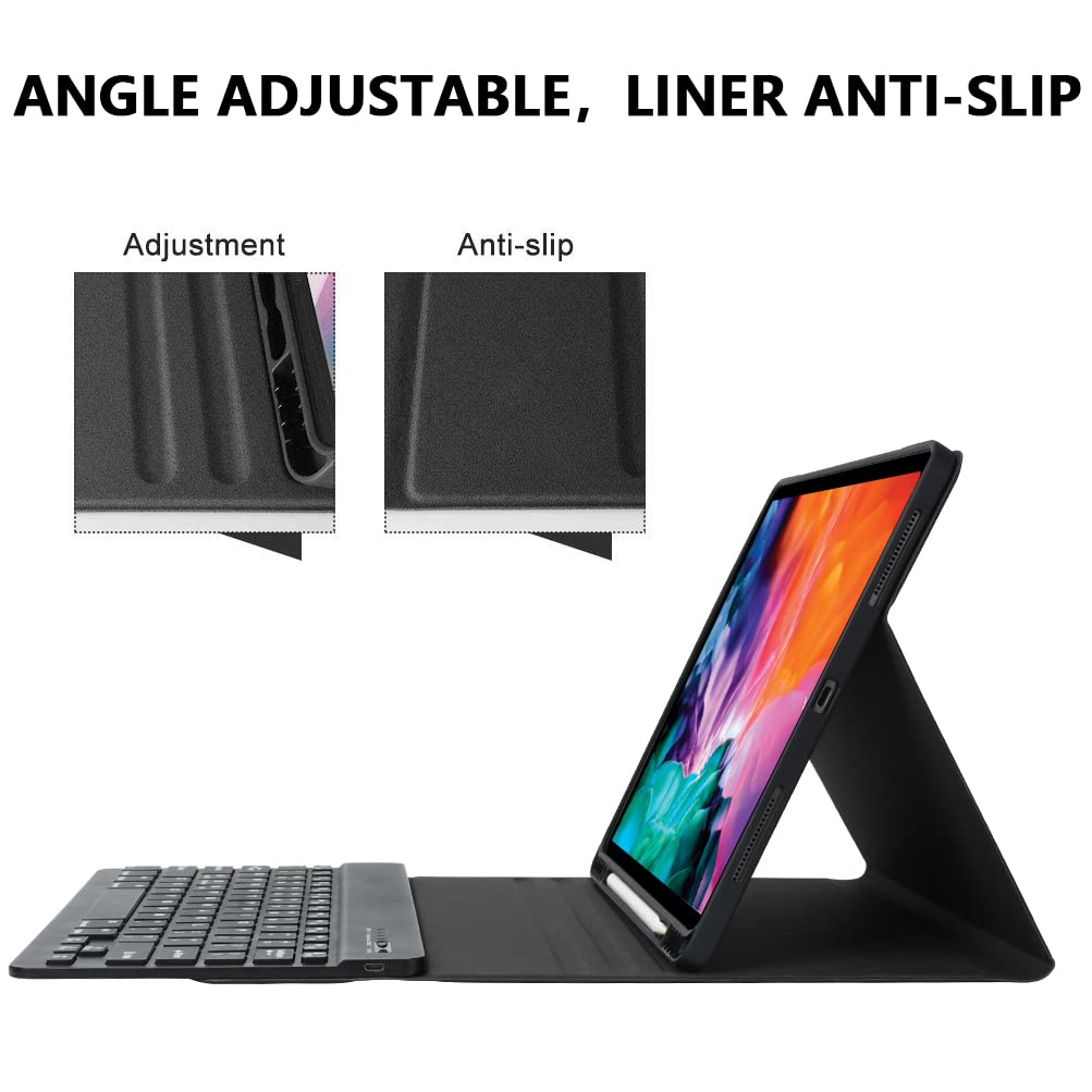 Amzcase For Ipad 13 Inch M2(2024) Pro 12.9 Case With Keyboard For Ipad Pro 12.9 Inch(6Th,5Th,Gen),Bluetooth Magnetic Detachable