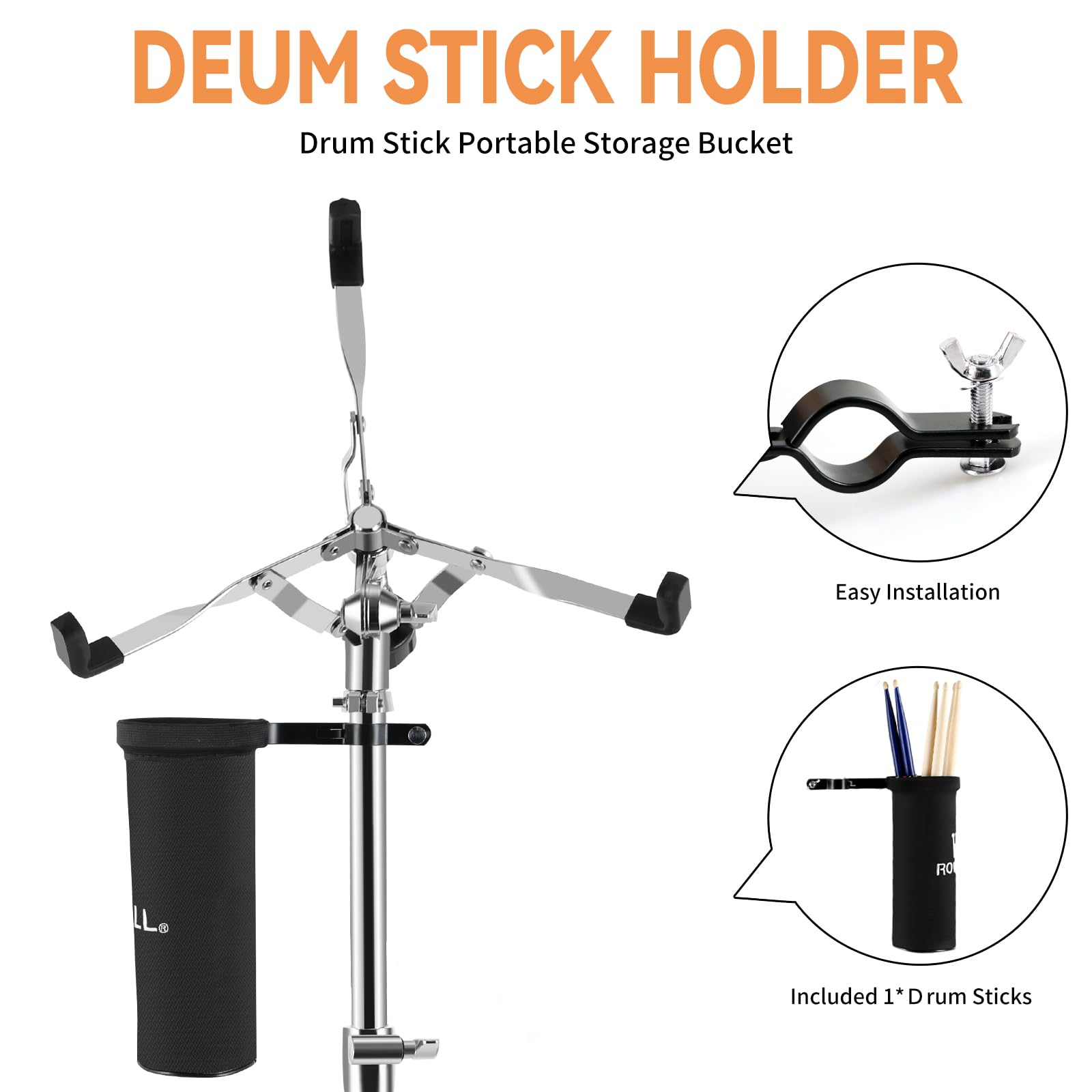 Rowell Snare Drum Stand Snare Stand With Drum Sticks Double Braced Snare Stand Fit For 10 To 14 Inch Snare Drum And Practice Pad