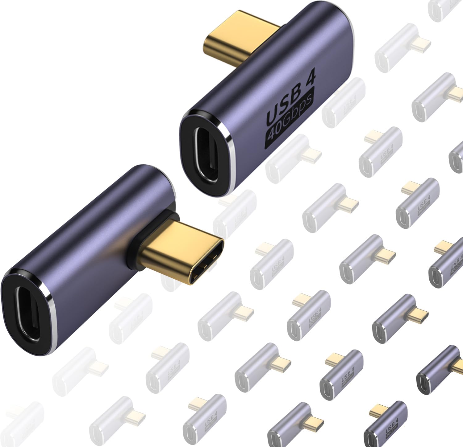 Shineekee 90 Degree Right Angle Usb C Adapter 40Gbps Data Transfer Usb 4.0/Thunderbolt 4 Type C Male To Female Connector Extende