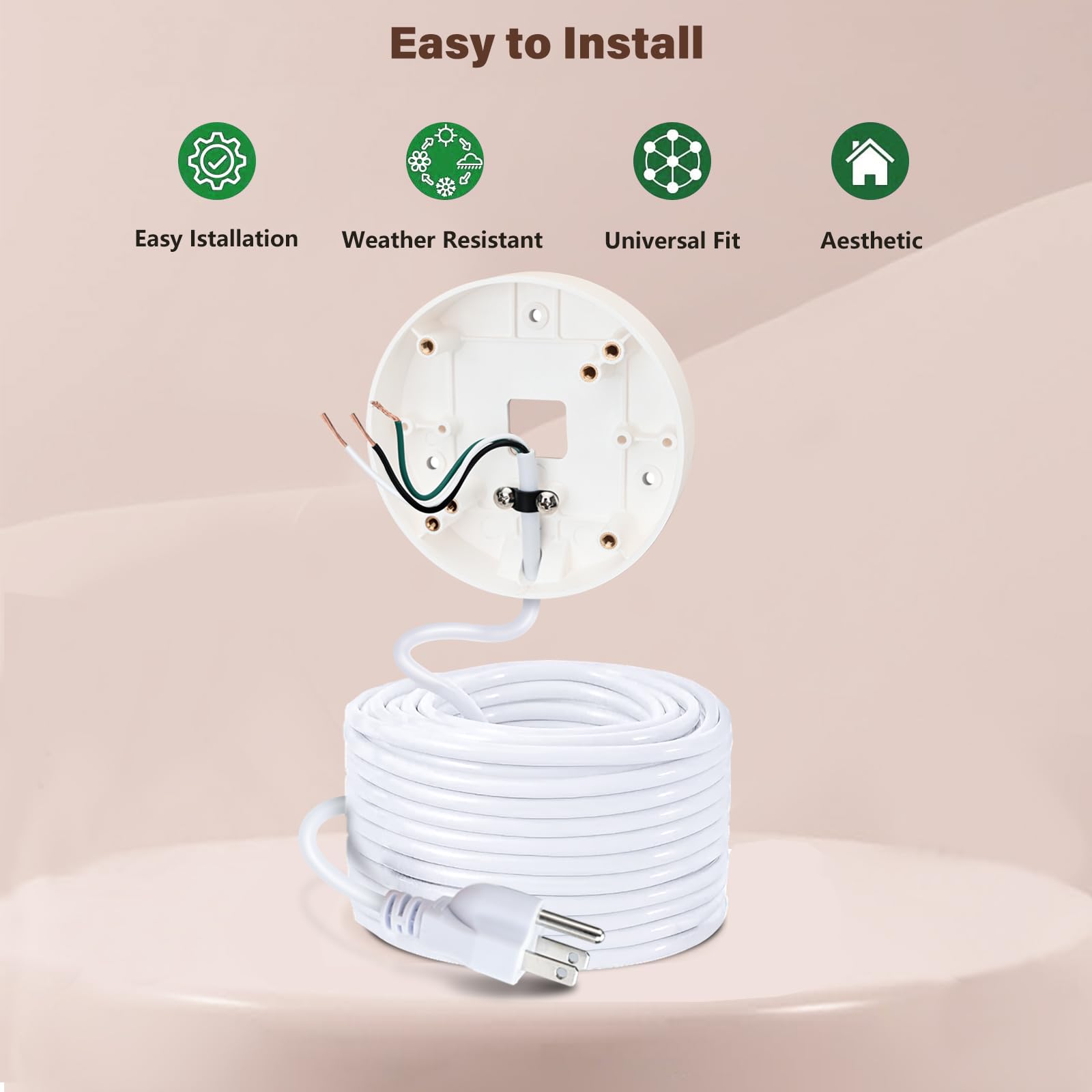 Power Cable And Plug In Mount For Floodlight Cams Compatible With Floodlight Cam Wired Pro/Plus, Blink Wired Floodlight Camera,