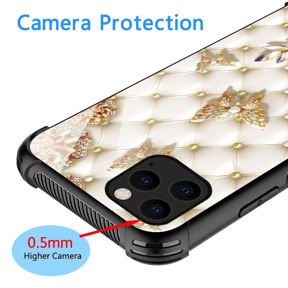 Zhegailian Case Compatible With Iphone 12,Diamond Butterfly Case For Iphone 12 Pro For Girls Women,Pattern Design Anti Scratch O