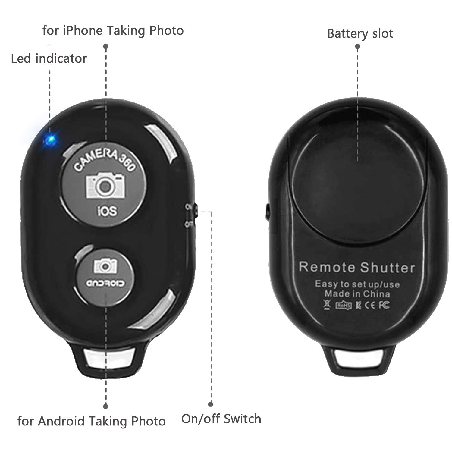 Cellphone Remote Shutter For Smartphones And Tablets, Aoqiyue Wireless Camera Remote Control Compatible With Iphone/Android Cell