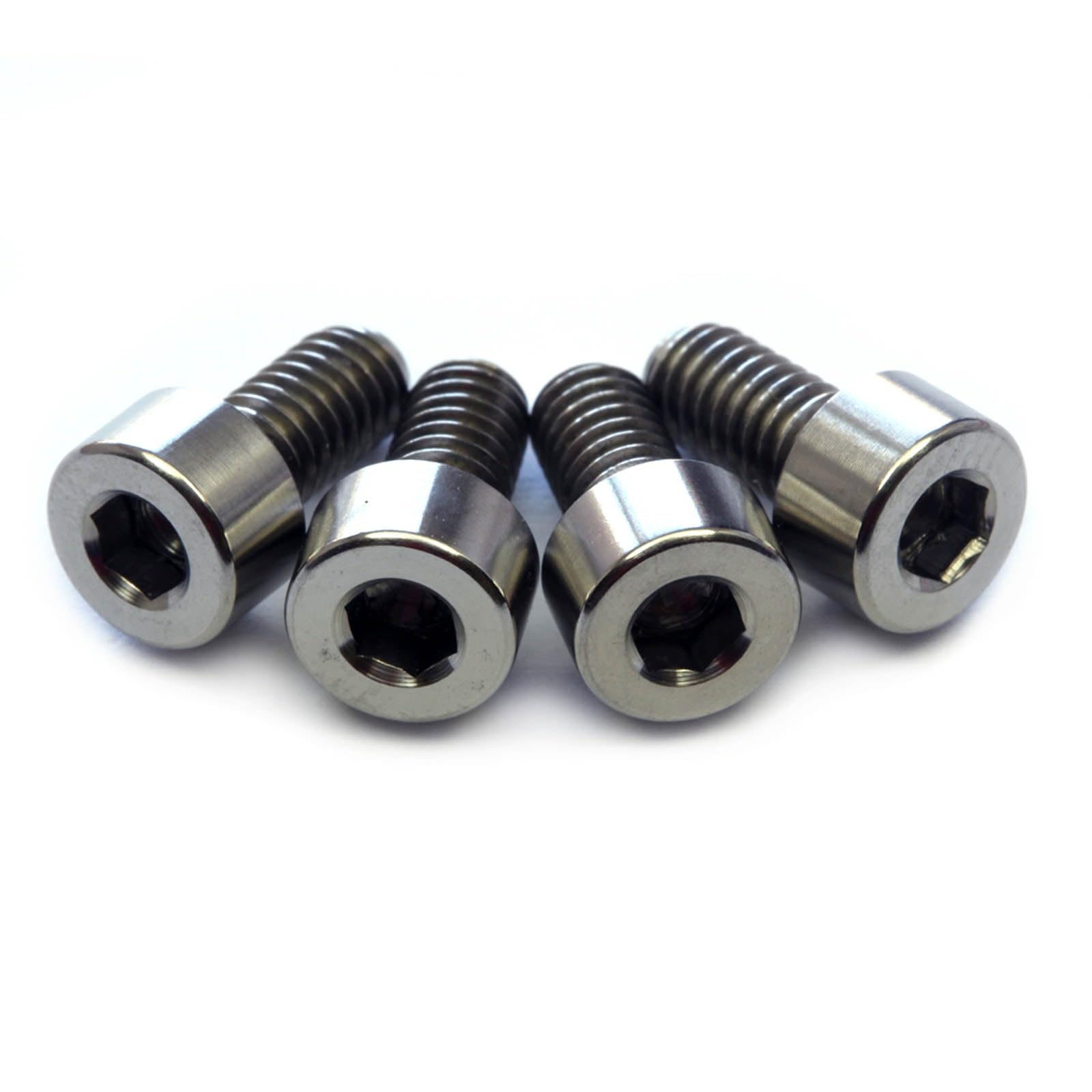 Stainless/Black Alloy Steel/Titanium - Floyd Rose Style Guitar Locking Nut Screws Set - MonsterBolts (Qty 4, Titanium)