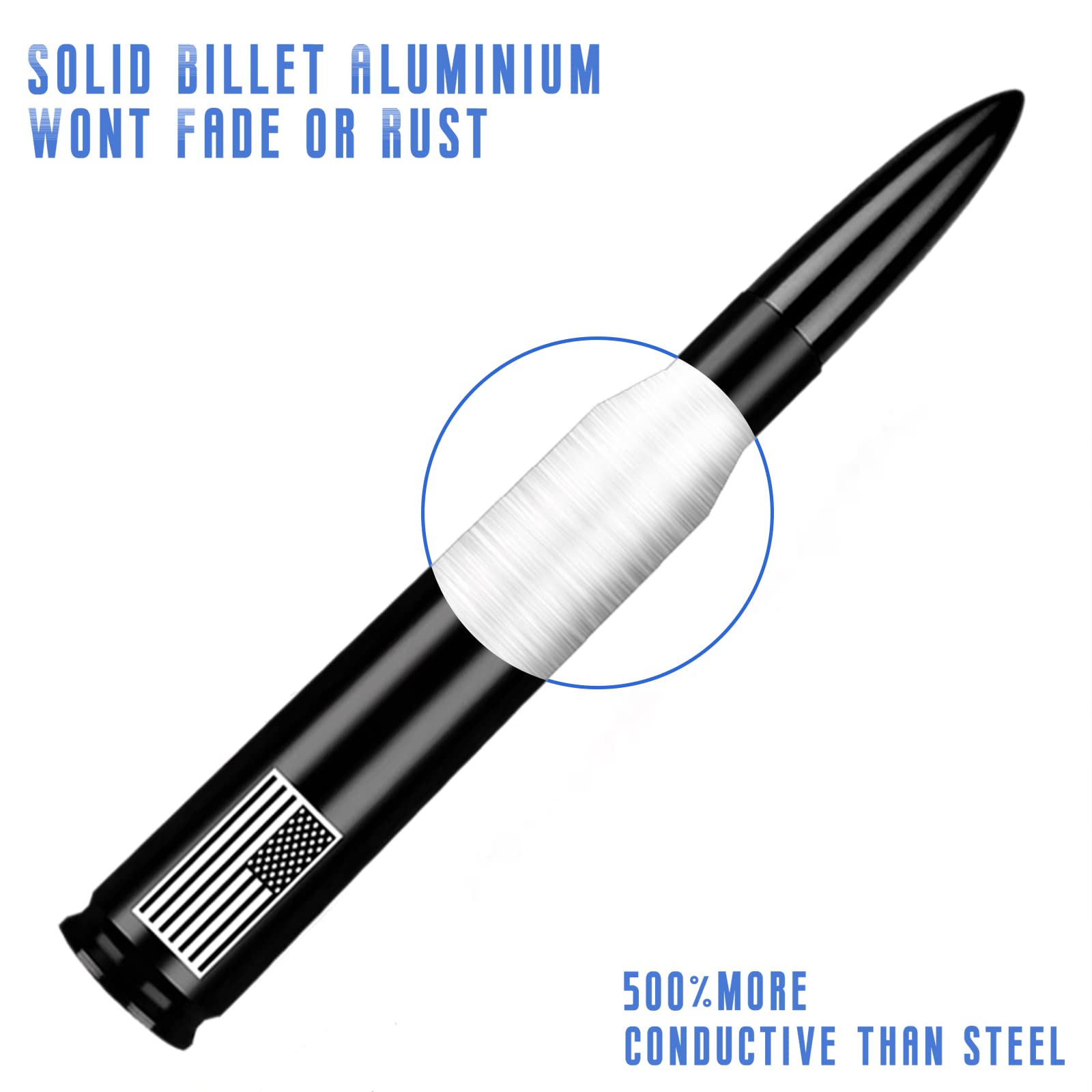 American Flag Car Truck Antenna With Valve Stem Caps, Universal Mast For Gm Chevy Silverado 1500 2500 3500 Hd Avalanche Ford F15